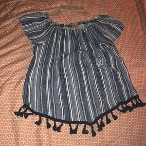 Blue and white beach top